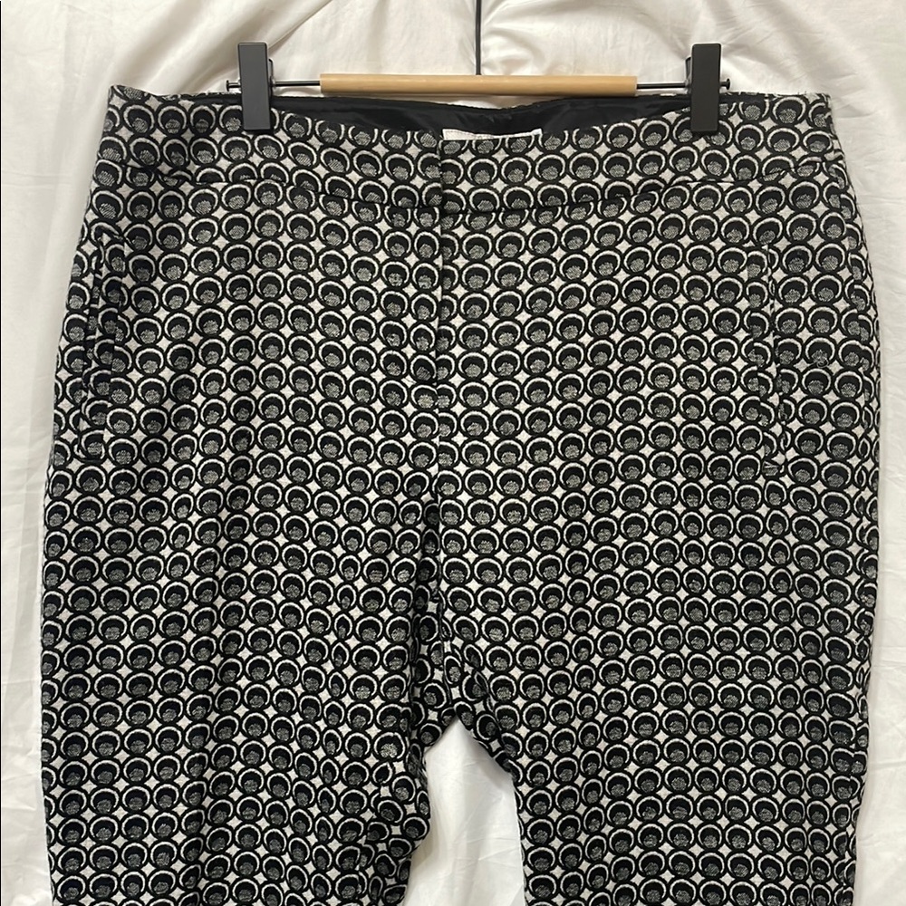 Boden Wool Blend Lined Black & White Pants, Polka Dot Geometric 1960’s, 10 Tall
